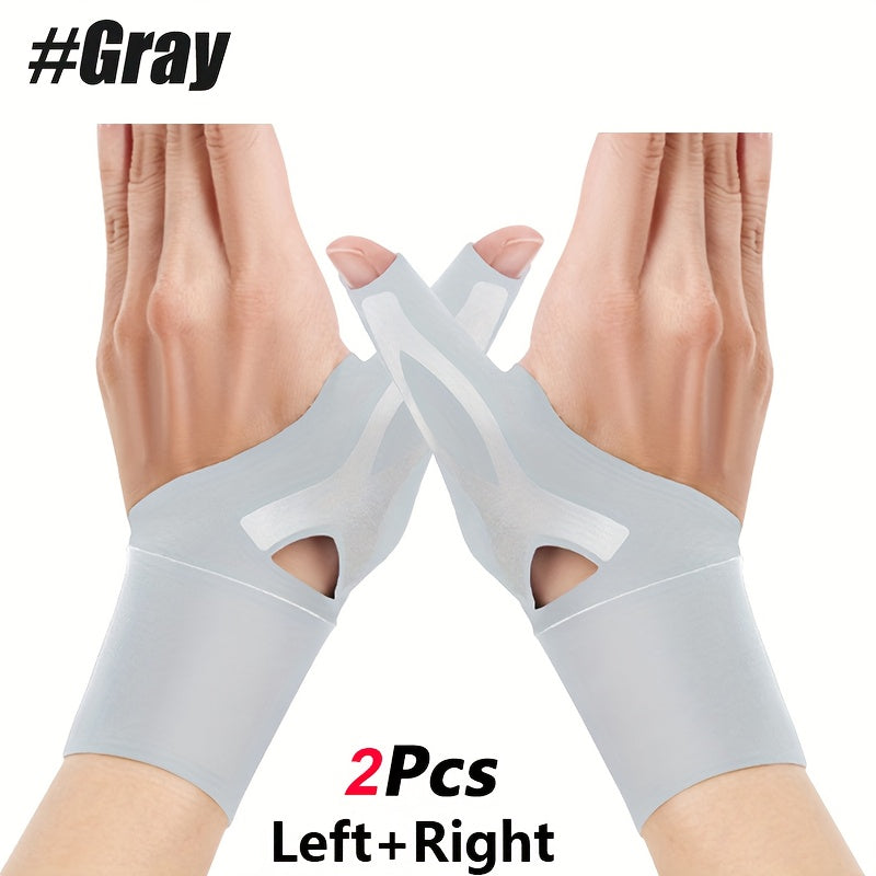 Set of 2 Thumb And Wrist Compression Sleeves, Elastic Support Gloves Suitable for Gaming, Sports, And Office Use, Designed for Both Men And Women - Fits Either Hand
