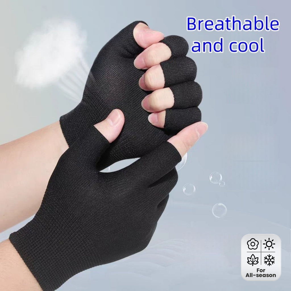 [Fingerless Gloves] 8pcs/4pcs Outdoor Sports Breathable Elastic Fingerless Gloves, Black and Gray, Ideal for All Seasons, Unisex Fingerless Gloves for Outdoor Activities, Fishing, Driving, Cycling, Motorcycle Riding
