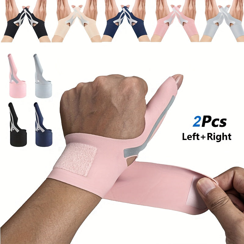 Set of 2 Thumb And Wrist Compression Sleeves, Elastic Support Gloves Suitable for Gaming, Sports, And Office Use, Designed for Both Men And Women - Fits Either Hand
