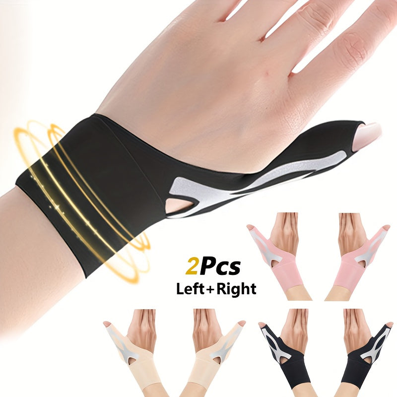 Set of 2 Thumb And Wrist Compression Sleeves, Elastic Support Gloves Suitable for Gaming, Sports, And Office Use, Designed for Both Men And Women - Fits Either Hand