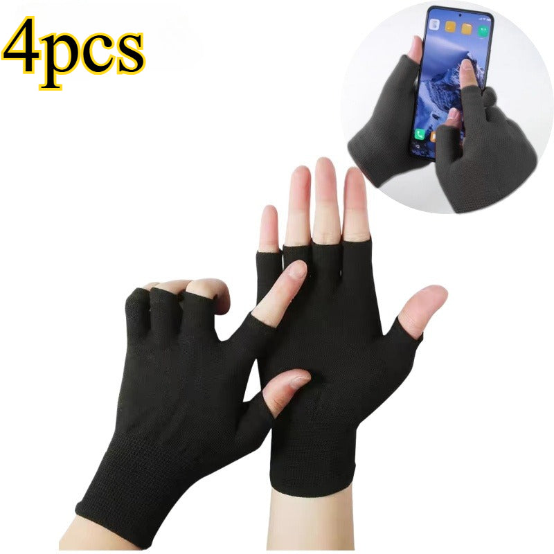 [Fingerless Gloves] 8pcs/4pcs Outdoor Sports Breathable Elastic Fingerless Gloves, Black and Gray, Ideal for All Seasons, Unisex Fingerless Gloves for Outdoor Activities, Fishing, Driving, Cycling, Motorcycle Riding