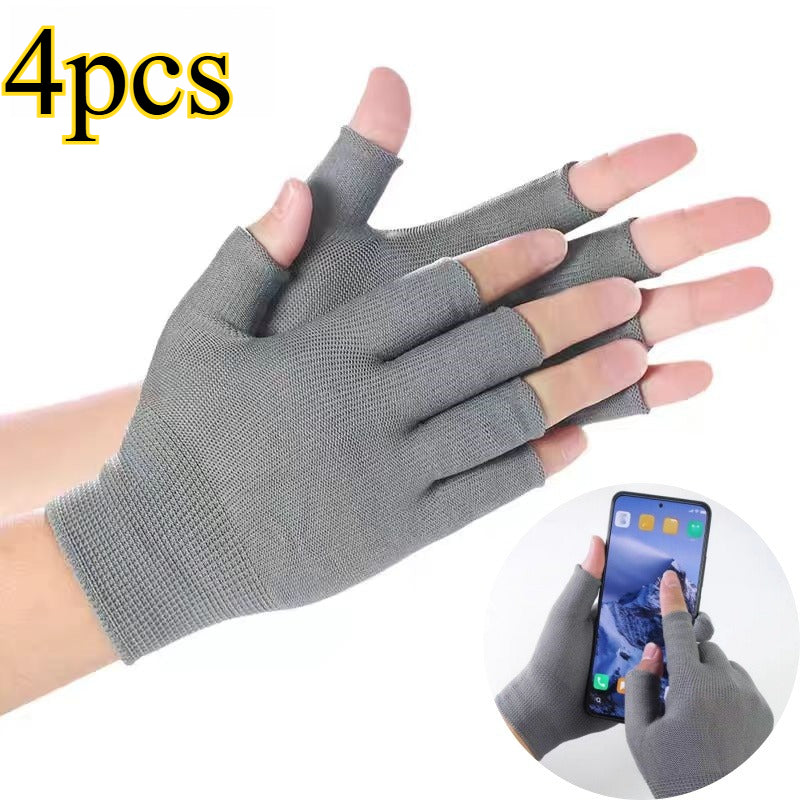 [Fingerless Gloves] 8pcs/4pcs Outdoor Sports Breathable Elastic Fingerless Gloves, Black and Gray, Ideal for All Seasons, Unisex Fingerless Gloves for Outdoor Activities, Fishing, Driving, Cycling, Motorcycle Riding